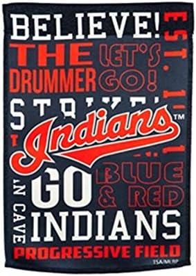 Rıco Industrıes, Inc. Cleveland Indians Fan Kuralları Premium 2 Taraflı Bahçe Bayrağı Açık Ev Afiş Beyzbol