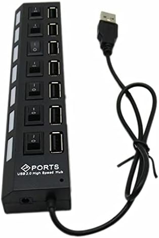 Grabote için Büyük 7 Port USB 2.0 HUB LED Powered Yüksek Hızlı Splitter Genişletici Kablo Siyah Beyaz Yeni