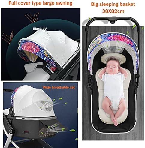 GENYS Bebek Arabası 2 in 1 Arabası Katlanabilir Lüks Puset Arabası Şok Emme Yayları Yüksek Görünüm Pram Bebek Arabası ile Boy