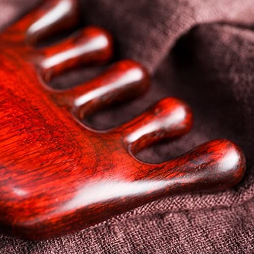 Doğal Kırmızı Sandal Ağacı Masaj Tarağı, 5 Ayak Parmakları Güzel Şişman Ayak Stili Ahşap Tarak [Hediye Kutusu], Geniş Diş Saç