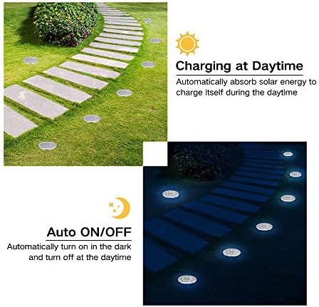 Joomer güneş zemin ışıkları, 12 paket 8 LED su geçirmez In-zemin açık peyzaj yolu aydınlatma sensörü disk ışıkları için bahçe,