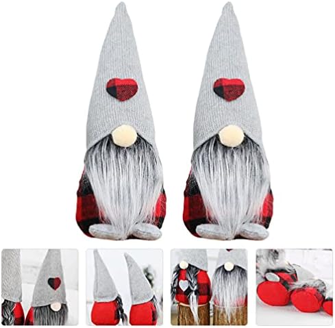 VİCASKY Gnome Noel süslemeleri 2 el yapımı İsveç cüceler dekor 5 Set. 9 x 2. 7 İnç Nordic heykelcik peluş oyuncak yüzsüz bebek