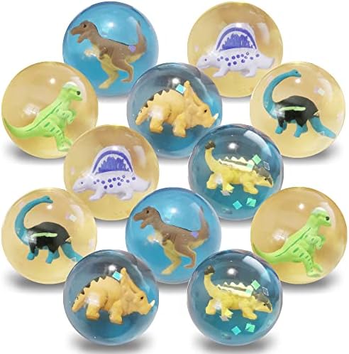 ArtCreativity Dinozor Yüksek Sıçrama Topları, 12 Set, İçinde 3D Dinozor Bulunan Çocuklar için Toplar, Aktif Oyunu Teşvik Etmek