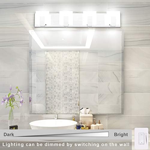 Aıpsun 4 ışıkları kısılabilir Modern LED vanity ışık banyo buzlu beyaz akrilik krom yukarı ve aşağı banyo duvar aydınlatma armatürleri