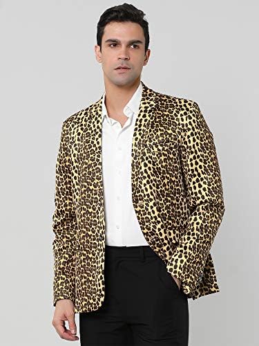 Lars Amadeus erkek parti hayvan leopar baskı Blazer çentikli yaka hafif spor ceket takım elbise ceket