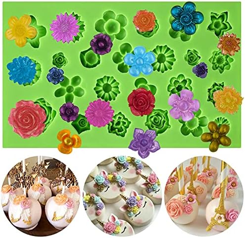24 Kavite Çiçek Fondan Kalıp, 3D Mini Çiçek Silikon Kalıp için Çikolata Şeker, Kek Dekorasyon, Polimer Kil, Şeker zanaat, reçine