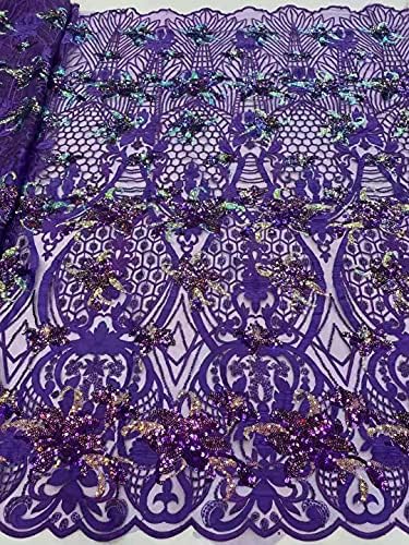 SELCRAFT Güzel Payetli Kumaş / Sequins Embroiderd Fransız Tül net dantel / Afrika Kumaş için Parti Elbise düğün elbisesi Uzun