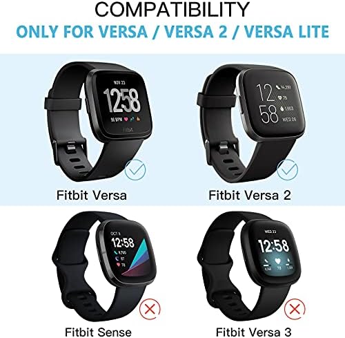 4 Paket Witzon ile Uyumlu Fitbit Versa / Versa Lite / Versa 2 Band, Nefes Yedek Bilekliği Yumuşak Silikon Spor Bantları için