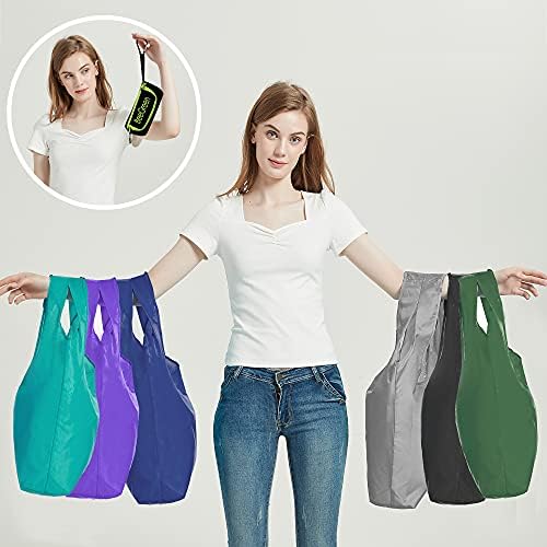 BeeGreen 12 Paket Renkli Yeniden Kullanılabilir Çanta Alışveriş Çantaları Toplu fermuarlı Kese ve Taşıma Klipsi 50 LBS Tote Çanta
