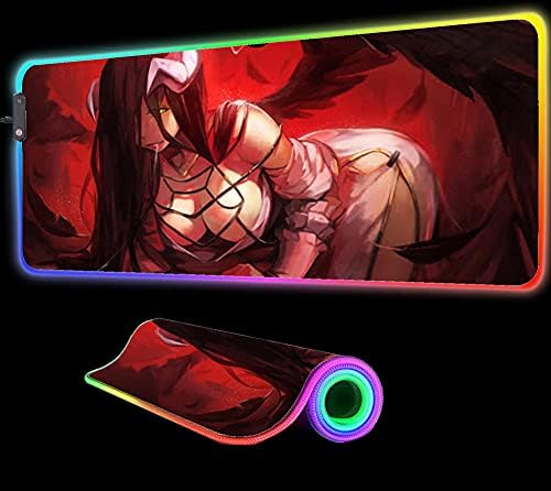 Oyun Mouse Pad Anime Kız Derebeyi Kırmızı Mouse Pad RGB Aydınlık LED Kilit Kenar Gamer Oyun Sürgülü XXL Bilgisayar Oyun Aksesuarları