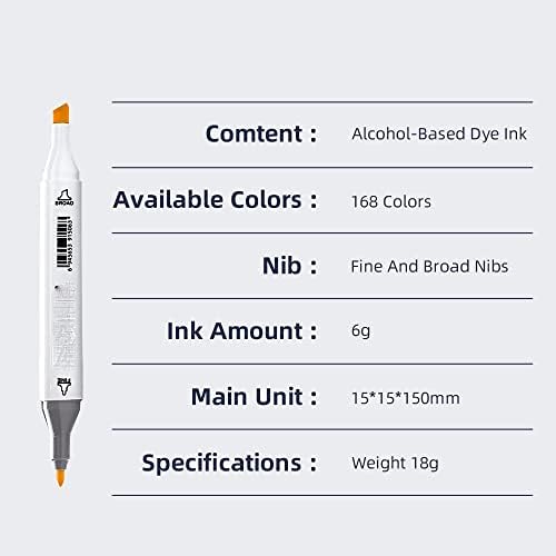 UXZDX CUJUX İşaretleyiciler Eskiz İşaretleyiciler 168 Çift Fırça Kalem Sanat Okul Malzemeleri 168 Renkler (Renk: A)