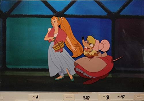 Thumbelina-Renkli bir lazer arka plan üzerinde sunulan Thumbelina ve Miss Mouse'un (Carol Channing tarafından seslendirilen)