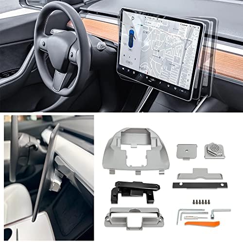 Gümüş Merkezi Konsol GPS Navigasyon Döner Ekran Döner Tutucu ile Uyumlu 2017-2021 Tesla Modeli 3 2020-2021 Tesla Modeli Y