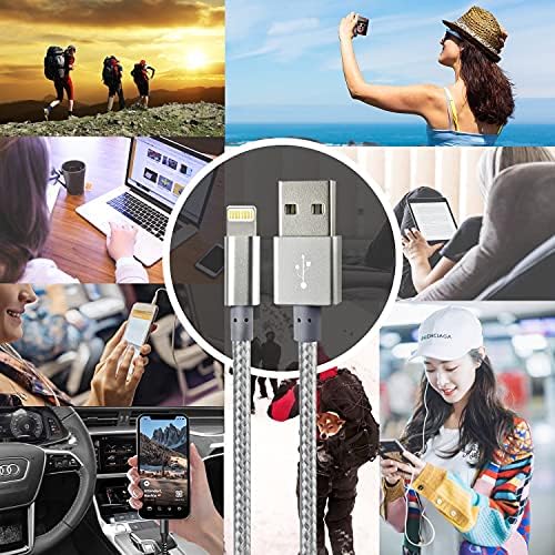 CUGUNU iphone şarj cihazı, 5 Paket 3/3/6/6 / 10FT Apple MFi Sertifikalı USB Yıldırım Kablosu Naylon Örgülü Hızlı şarj Kablosu