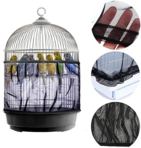 Kuş Kafesi Kapak Mesh Net, Ayarlanabilir Kuş Kafesi Tohum Catcher, Sıkı Parakeet Mesh Etek Naylon Netleştirme, Yuvarlak Kare