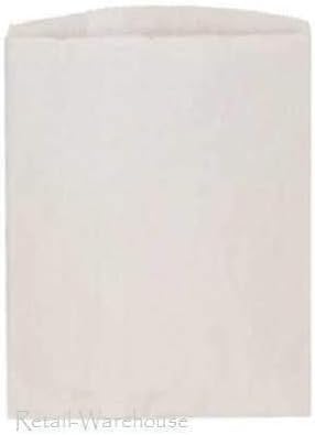 1000 Kağıt Torbalar Beyaz Kraft Düz 1000 Doğal Perakende Satış Ürünleri 12 x 15