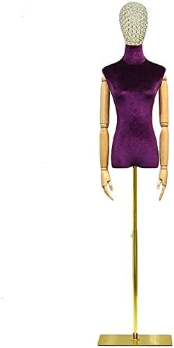 EIIDJFF Manken Vücut Elbise Formu Ayarlanabilir Yükseklik Terziler Kukla Kukla Kadın Manken Vücut Torso Pinnable ile Altın Tel