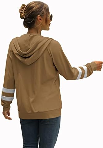 Bofell Womens Aktif Uzun Kollu Zip Up Hoodies ile Cep Kapüşonlu Tişörtü Ceketler