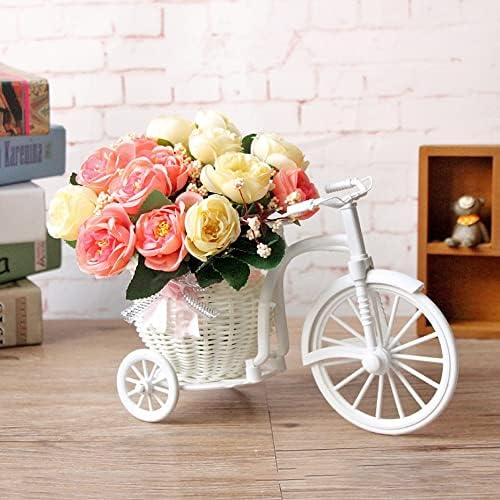 zxb-shop Ofis El Sanatları Bisiklet Dekoratif çiçek Sepeti Düğün Dekorasyon Plastik Üç Tekerlekli Bisiklet Tasarım Saksı Depolama