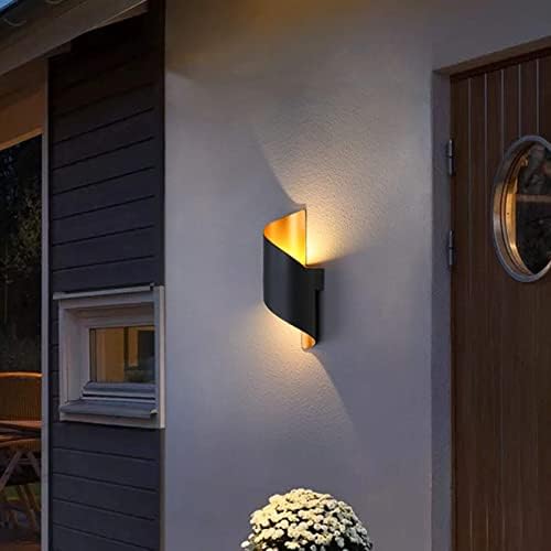 CXJAY açık hava duvar ışık, modern LED duvar lambası siyah altın 3000 K sıcak beyaz 5 W*2 dökme alüminyum duvar yıkama ışık için