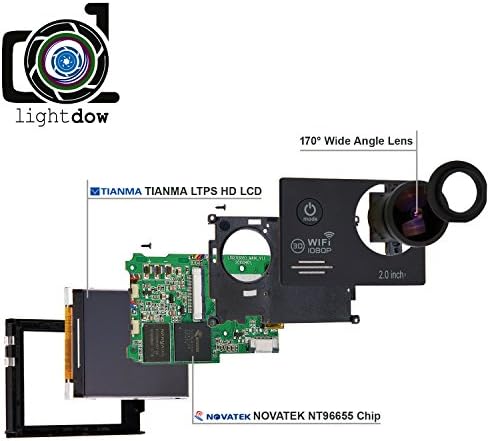 Lightdow LD6000 WiFi 1080 P HD Spor Eylem Kamera Kiti-App Uzaktan Kumanda 30 m Su Geçirmez 2.0 İnç LCD Ekran 170 Derece Geniş