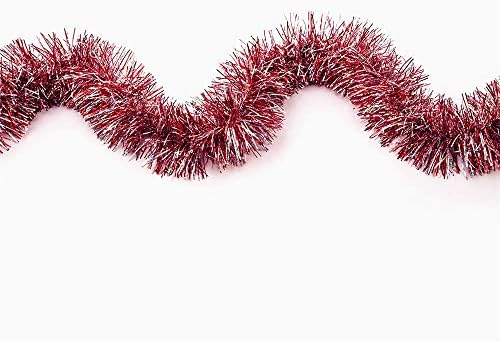 SANNO 32.8 ft Noel Tinsel Çelenk, Noel Ağacı Süsleme Kırmızı Sparkly Tinsel Çelenk, Asılı Noel Tavan Süslemeleri Klasik Parti