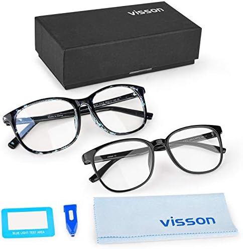 Vısson mavi ışık engelleme gözlük kadınlar / erkekler, TR90 gözlük çerçeve şeffaf Lens, anti göz yorgunluğu baş ağrısı ve UV