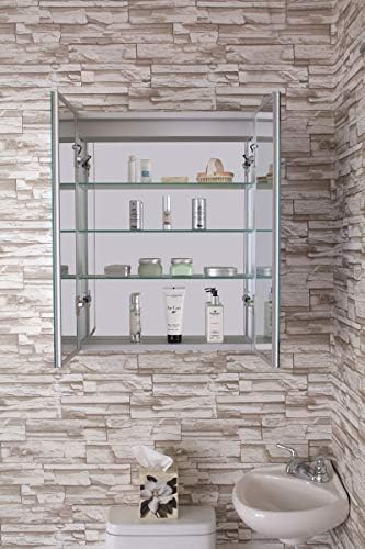 Banyo Ecza Dolabı, Alüminyum, Gömme / Yüzey Montajlı, 24 x 30, 2 Kapılı, Aynalı w/ 2 LED Şerit