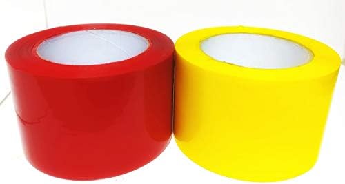 2 Renkli Ambalaj Bandı, Hareketli Bant, 3 İnç x 110 Metre, 2.0 Mil Kalınlığında, (2 Rulo Kırmızı ve Sarı) Ağır Karton Sızdırmazlık