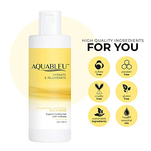 Aquableu Silk & Shine Conditioner-Nemlendirici ve Nemlendirici-Kaba ve Kıvırcık Saçlar için Doğal Kıvrılma Önleyici Formül-İpek