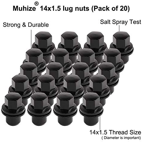 MuHize M14x1. 5 Siyah Lug Kuruyemiş Tekerlek Lug Kuruyemiş 14x1.5 Yıkayıcı ile, 1.81 Tall Mag Koltuk Mag Koltuk Tarzı Fındık