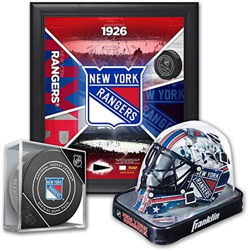New York Rangers Ultimate Fan Collectibles Bundle - Team Impact 15 x 17 Çerçeve, Mini Kaleci Maskesi ve Resmi Oyun Diski - NHL