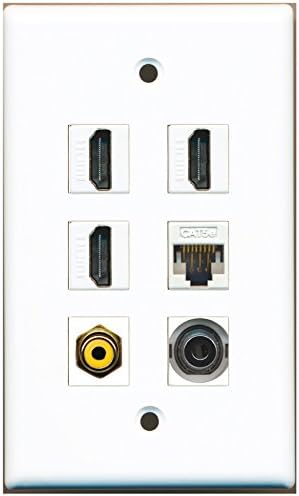 RiteAV-3 HDMI 1 Port RCA Sarı 1 Port 3.5 mm 1 Port Cat5e Ethernet Beyaz Duvar Plakası