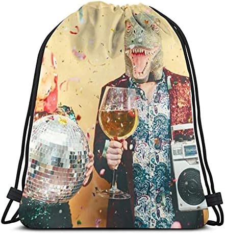 Çılgın Çift Kutluyor Yeni Yıl Arifesinde Giyen Tavuk Vintage Unisex İpli sırt çantası, Polyester Cinch Çuval, su Geçirmez Spor