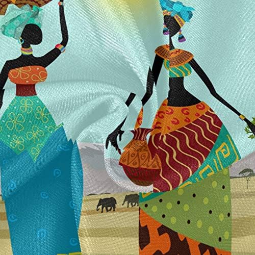 Afrika Kadınlar Dağ Manzara Yuvarlak Keten Masa Örtüsü Yerleşimi Dantel Kenar Masa Örtüsü Mutfak Yemek Dekorasyon için 60 İnç
