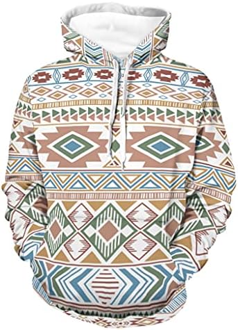Aztek Tribal Etnik Unisex Yetişkin Hoodies Moda Kazak Uzun Kollu İpli kapüşonlu Sweatshirt ile Cep