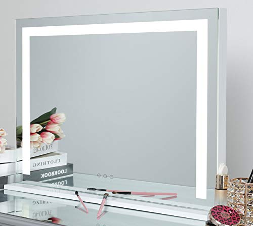 3 Renk Modlu Büyük Makyaj Aynası-Kısılabilir Işıklı Hollywood Işıklı Makyaj Aynası ve USB Bağlantı Noktası, Masa Üstü / Duvar