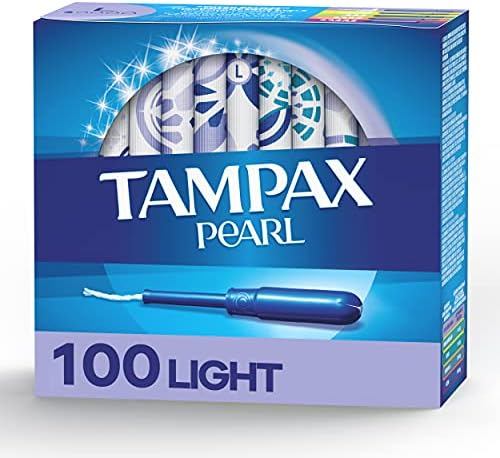 Tampax İnci Tamponlar Işık Emiciliği, 100 Sayım, BPA İçermeyen Plastik Aplikatör ve LeakGuard Örgü, Kokusuz, 50 Sayım, 2'li Paket