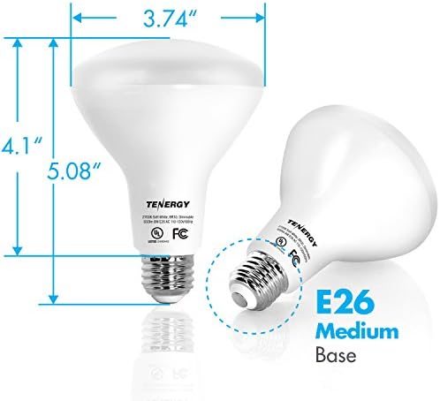 Tenergy Kısılabilir LED Taşkın Işık Ampüller, 60 Watt Eşdeğeri (8W), Sıcak Beyaz Yumuşak Beyaz (2700K), BR30 E26 Can Tavan Aydınlatması