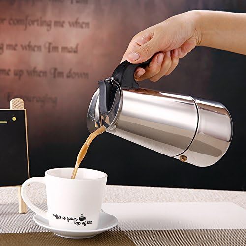 Espresso Kahve makinesi Pot Stovetop Moka cezve Paslanmaz Çelik Latte Cappuccino Percolator ile Bonus Scoop için Ev Otel Ofis