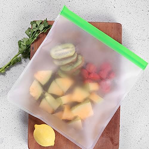 Yeniden kullanılabilir Gıda saklama torbaları - 10 Paket BPA İçermeyen dondurucu Torbaları(3 Galon Çanta + 3 Sandviç Öğle Yemeği