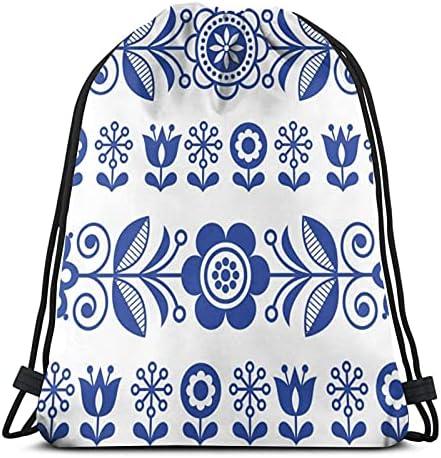Lacivert çiçek Unisex ev spor çuval çanta spor ipli sırt çantası çanta spor salonu alışveriş spor Yoga için