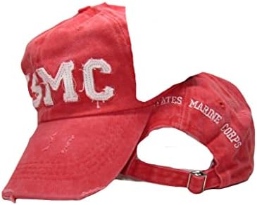 Kırmızı Yıkanmış Sıkıntılı USMC ABD Deniz Piyadeleri İşlemeli Kap Şapka Premium (RUF)