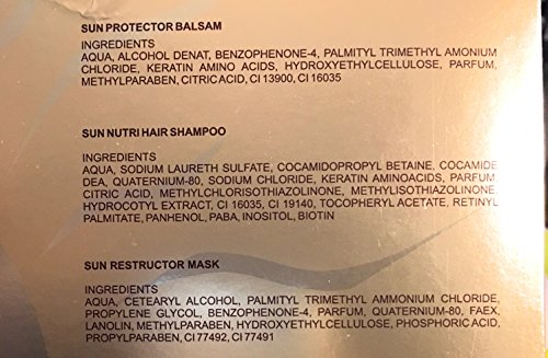Simone Tarafından imzalanmış Güneş Koruyucu Balsam 100 ml/3.38 oz, Güneş Nutri saç Şampuanı 200 ml / 6.8 oz ve Rekonstrüktif
