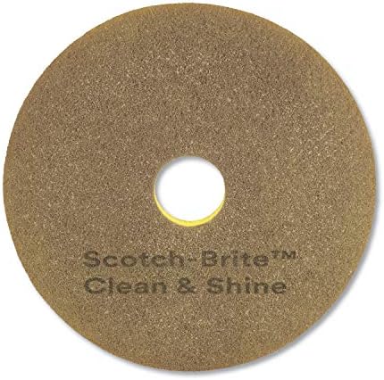 Scotch-Brite 09544 Clean and Shine Pad, 17 inç Çap, Sarı / Altın, 5 / Karton