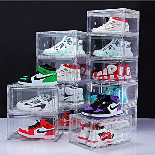 Ayakkabı Kutuları Erkekler ve Kadınlar için Şeffaf Plastik İstiflenebilir Ayakkabı Saklama Organizatörleri, Çıkarılabilir ve