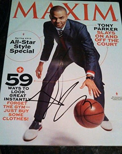 Tony Parker NBA Şampiyonu San Antonio Spurs imzalı Maxim JSA İmzalı-İmzalı NBA Dergileri