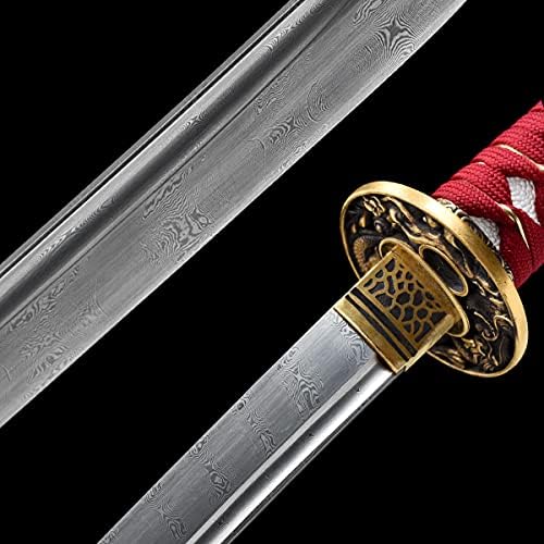wuder El Yapımı Katana, Japon Samuray Kılıcı Katana, 1040/1060/1095 Şam Çelik, T10 Yüksek Karbon Çelik Kil Temperli, Tam Tang,