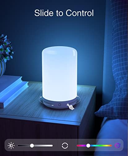 Akıllı Masa Lambası, Renk Değiştiren Kısılabilir Başucu Lambası Alexa ve Google Home ile uyumlu, Dokunmatik ve App Kontrolü RGB