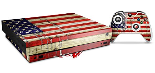 Cilt Wrap için XBOX One X Konsolu ve Denetleyici Boyalı Soluk ve Kırık ABD Amerikan Bayrağı